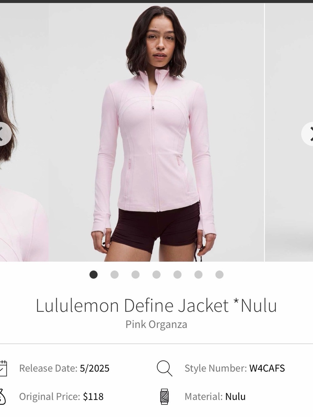 Lululemon Define Jacket in Pink Organza